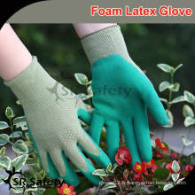 SRSAFETY 13G doublure en nylon tricoté mousse en mousse jardin latex gants / latex gant price china fournisseurs échantillon gratuit